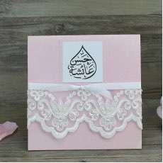 Pink Handmade Invitation Card Square Card Wedding Invitation Customized 